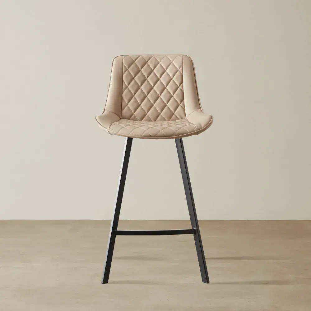 Gavin Sand Beige Vegan Leather Bar Stool 
