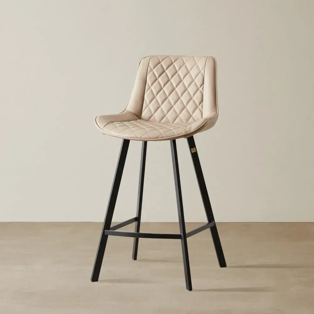Gavin Sand Beige Vegan Leather Bar Stool 