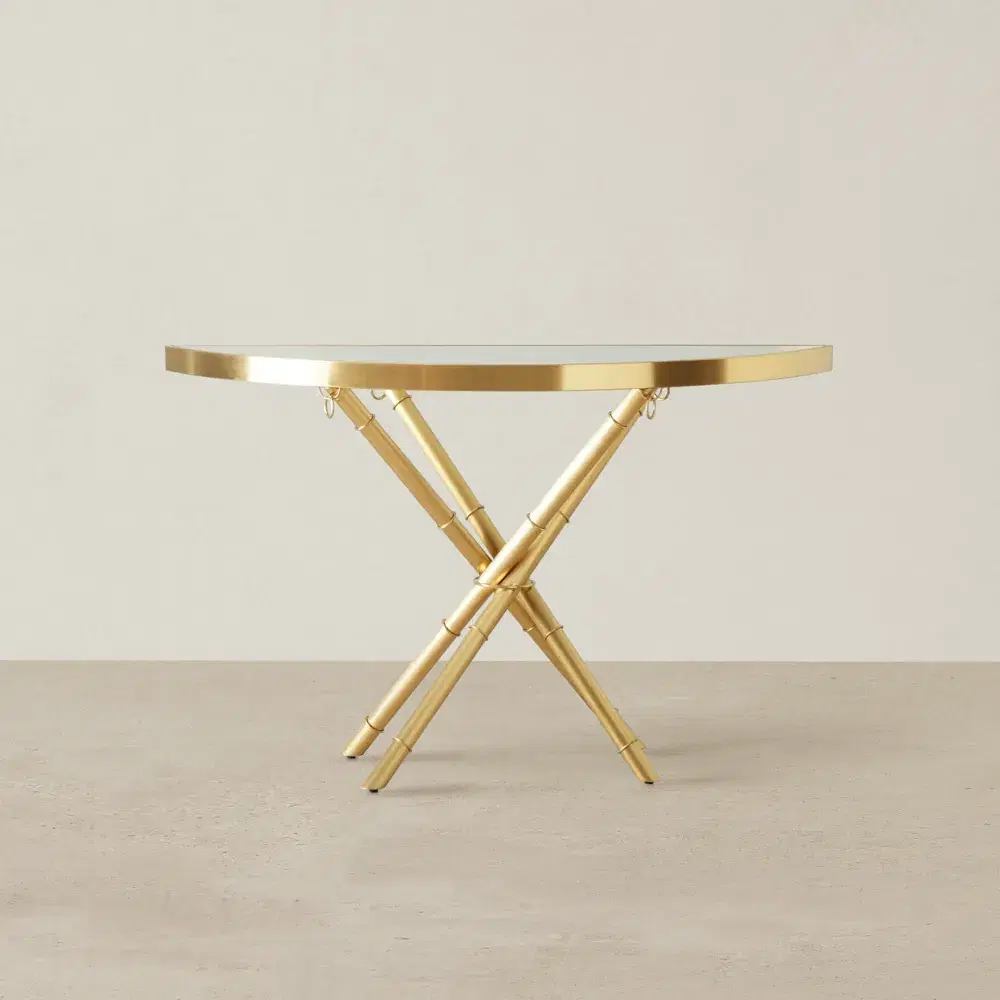 Sandringham Clear Glass Console Table - Gold Stainless Steel Legs
