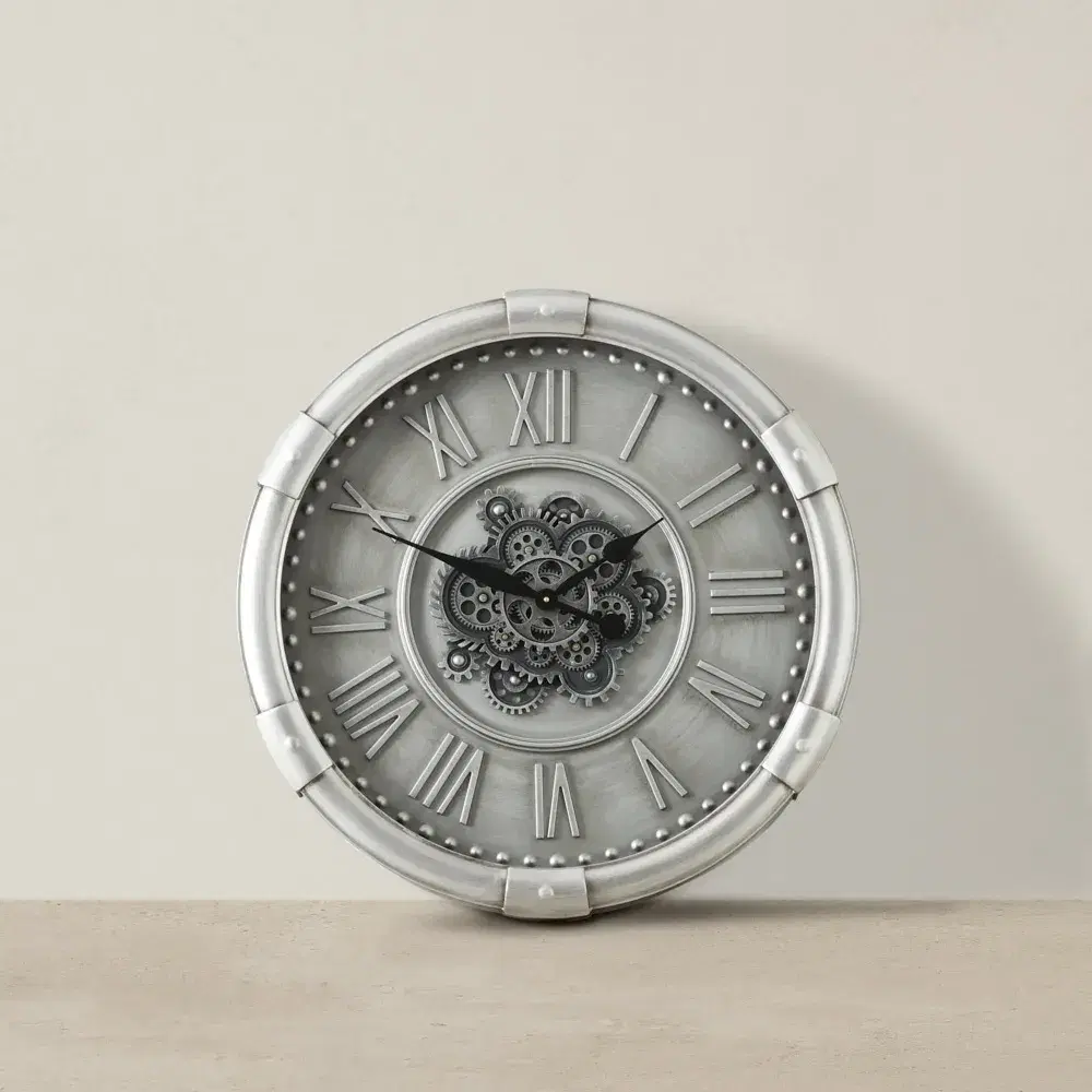 Chopper Silver Metal Round Wall Clock