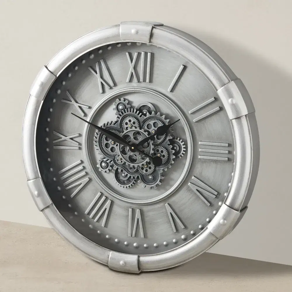 Chopper Silver Metal Round Wall Clock