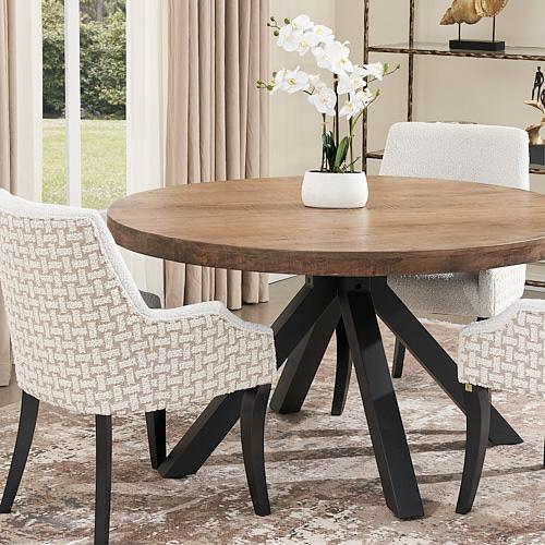 Errol Light Grey and Vanilla Boucle Patterned Dining Chair