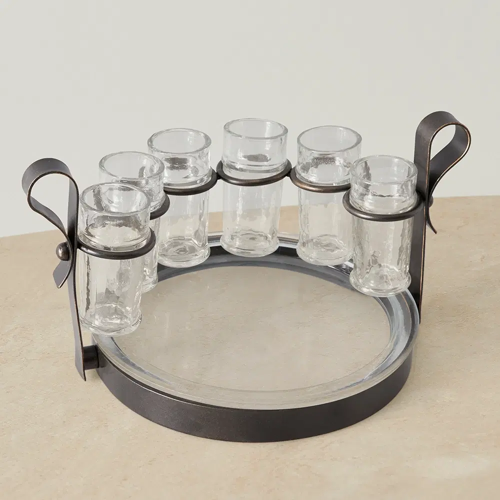 Alessandra Gilded Dark Bronze Metal Tequila Set