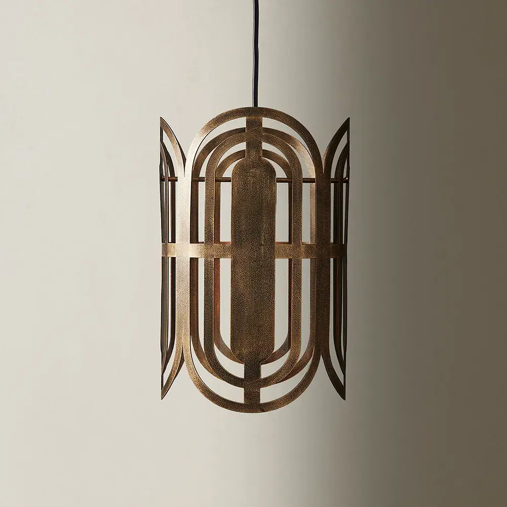 Edith Antique Gold Metal Oval Link Pendant - Small