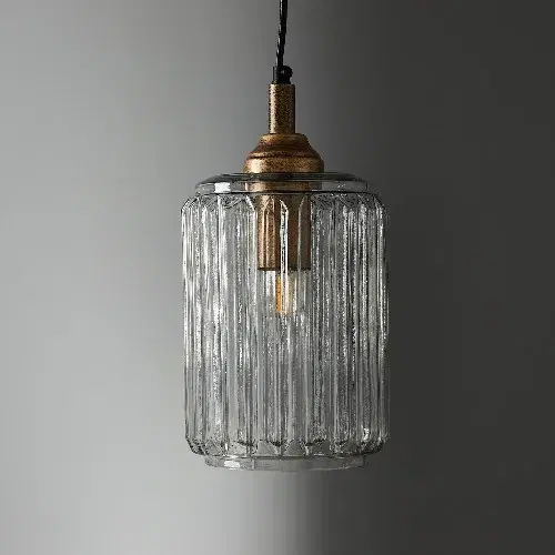 Anna Clear Glass Antique Gold Pendant - Small