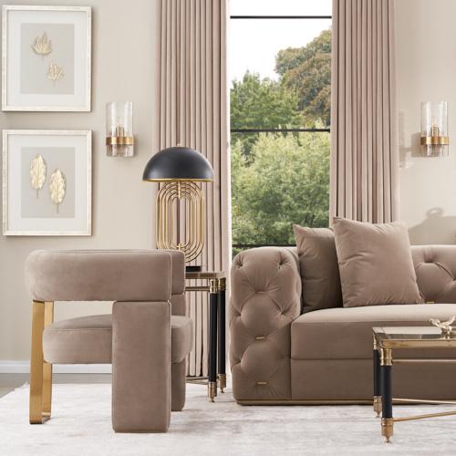 Daniella Beige Velvet Occasional Chair