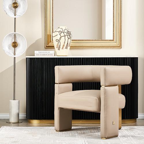 Daniella Sand Beige Vegan Leather Occasional Chair