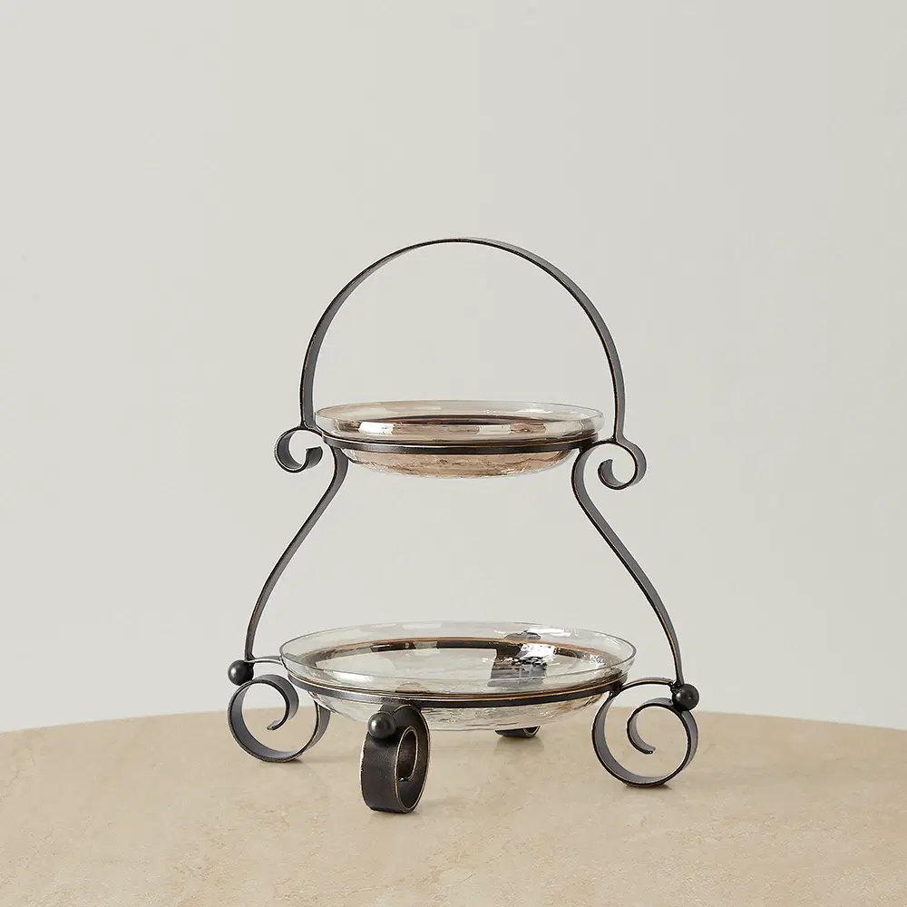Abigail Gilded Dark Bronze 2-Tier Cake Stand