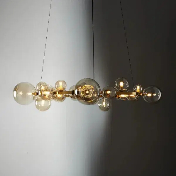 Bubbles Transparent Glass Chandelier - Brushed Gold Metal Body