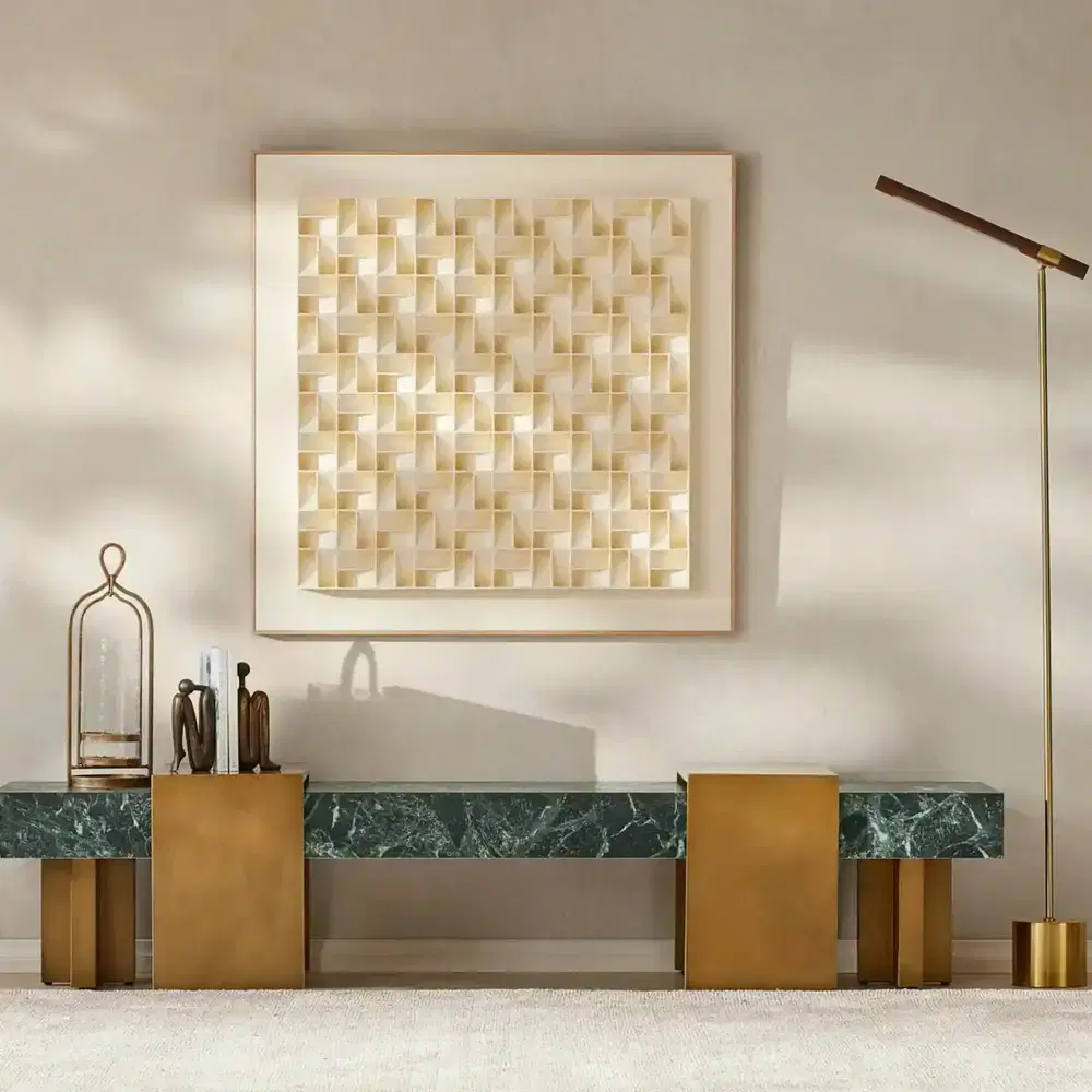 Kaia Brushed Gold Metal Floor Lamp Walnut Metal Shade