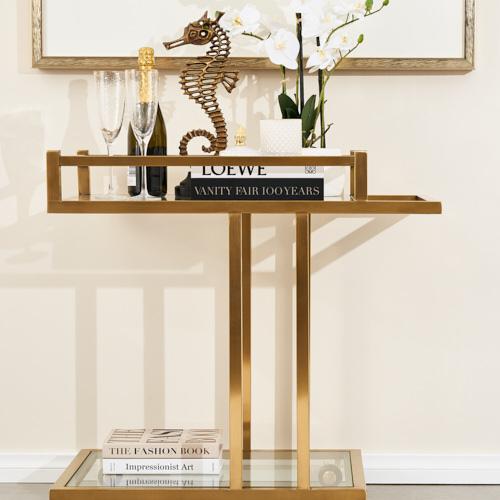 Ciara Brushed Gold Stainless Steel Bar Cart