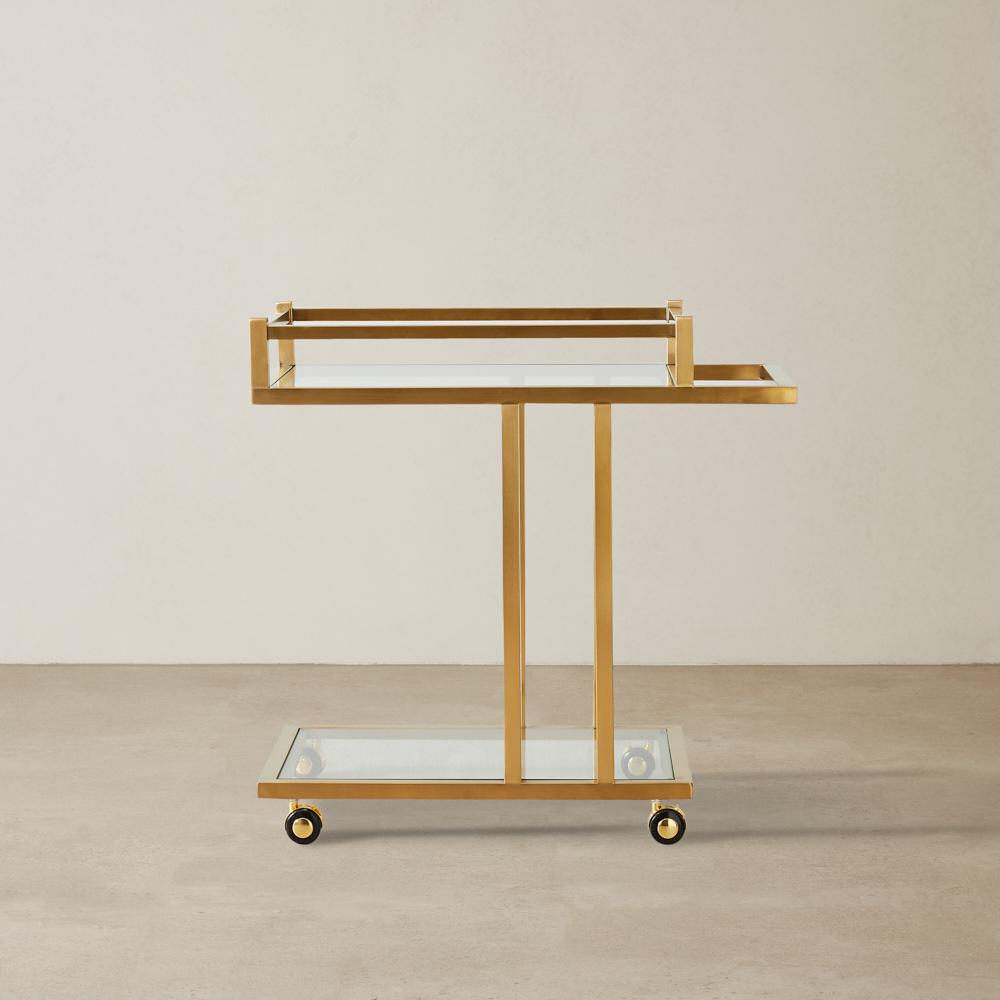 Ciara Brushed Gold Stainless Steel Bar Cart