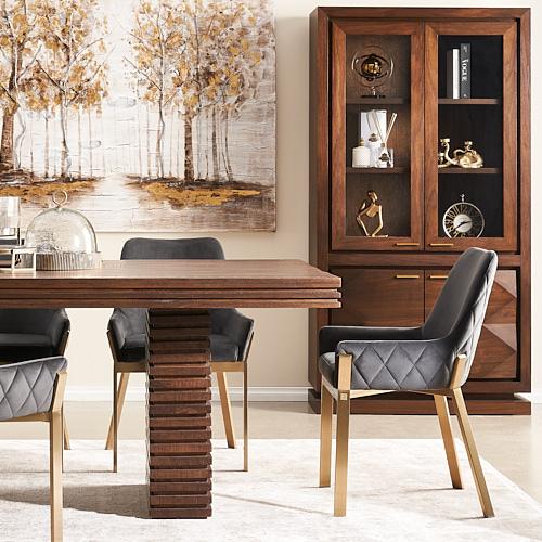 Xandra Dark Walnut Veneer Display Cabinet