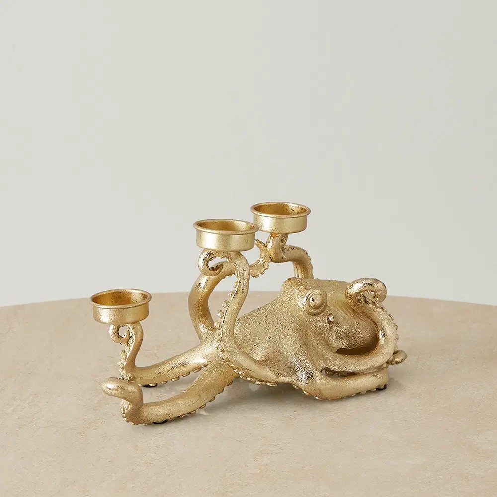 Octopus Gold Resin Candleholder