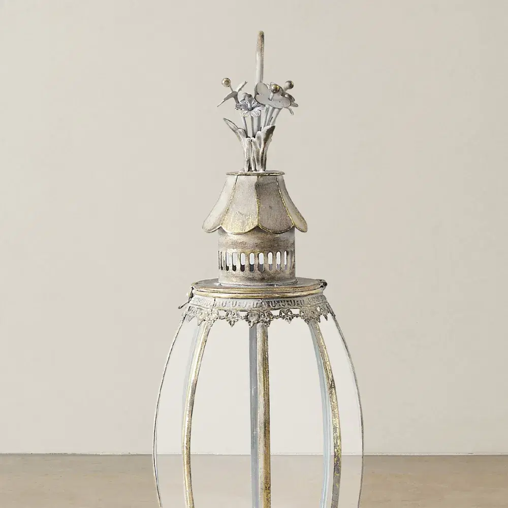 Lois Antique Gold Metal Standing Lantern