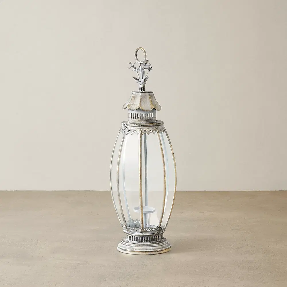 Sibyl Antique Gold Metal Standing Lantern