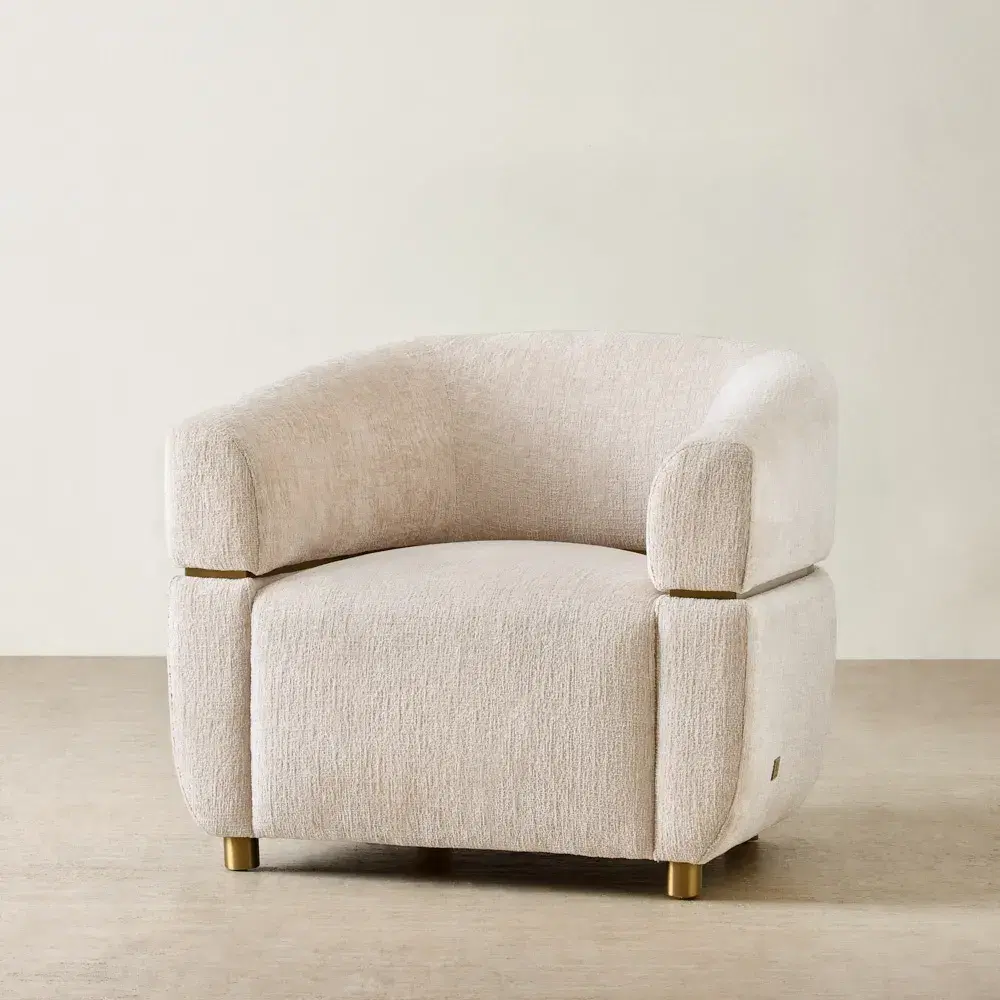 Malta II Powder White Chenille Fabric Occasional Chair