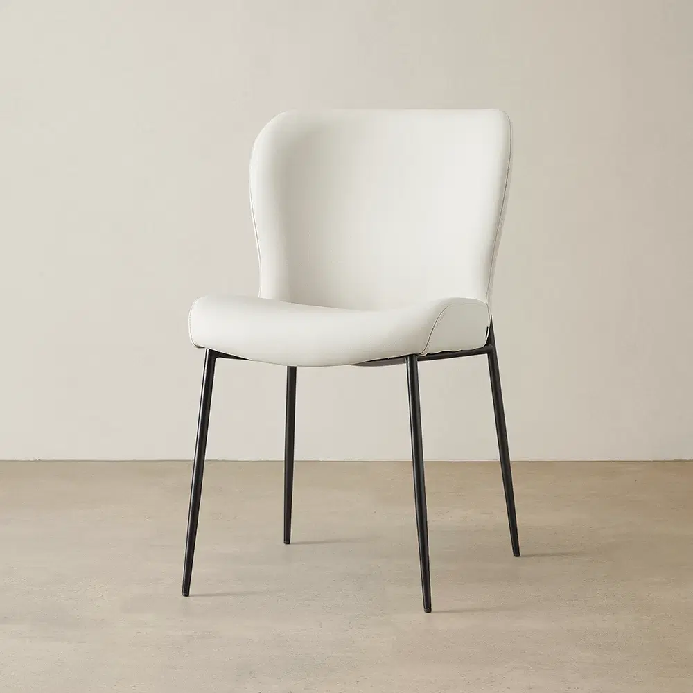 Hailey Glacier Grey Vegan Leather Dining Chair - Black Legs