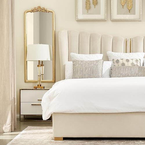 Madrid Cream Velvet Queen Bed