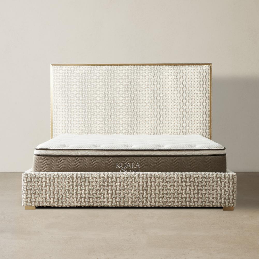 Harlow Light Sand Grey and White Boucle King Bed