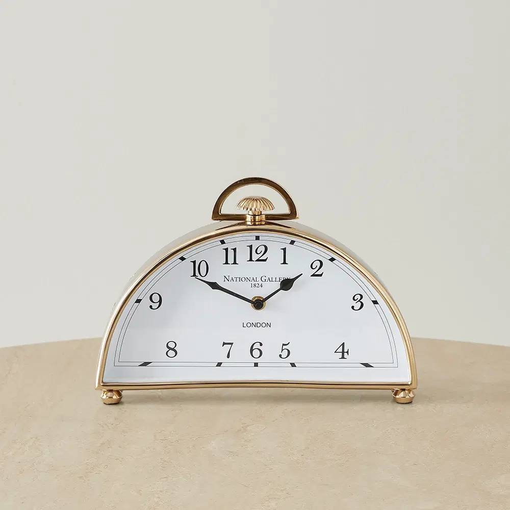 Midnight Polished Gold Metal Clock