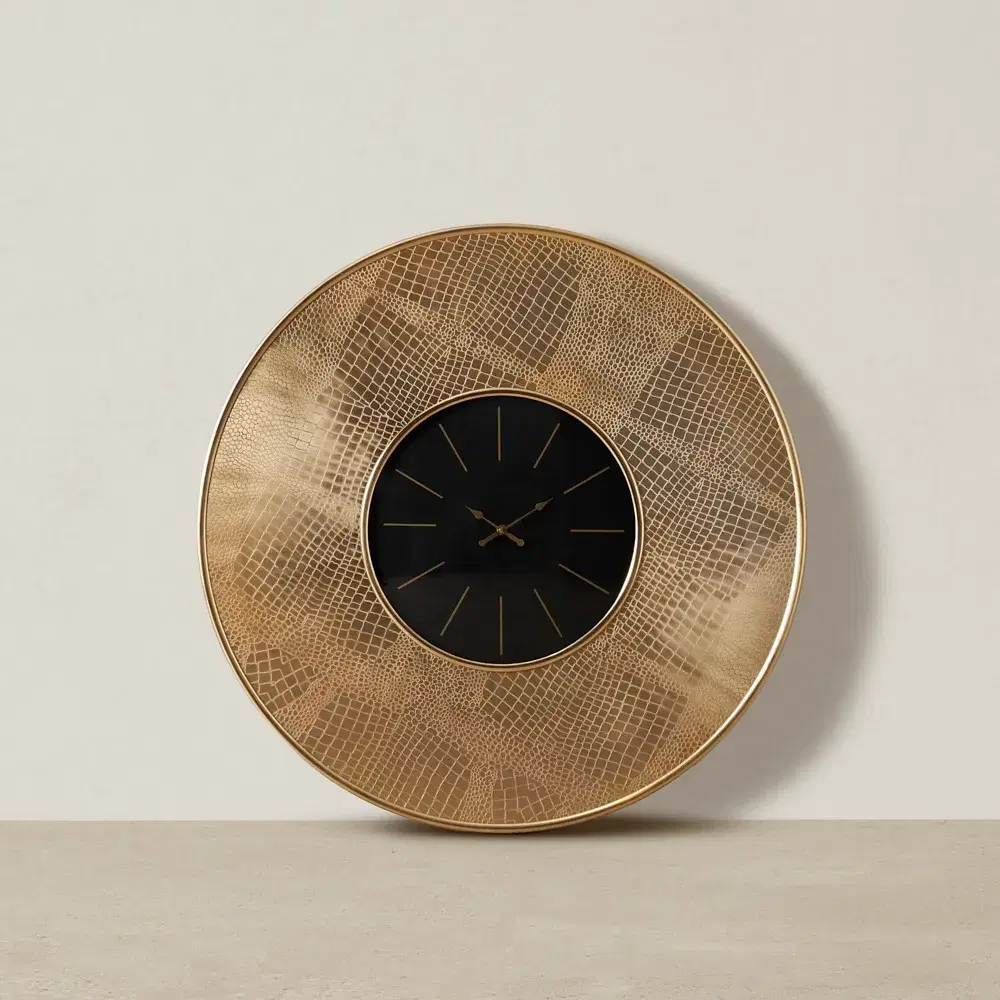 Miriam Matte Antique Brass Croc Pattern Wall Clock