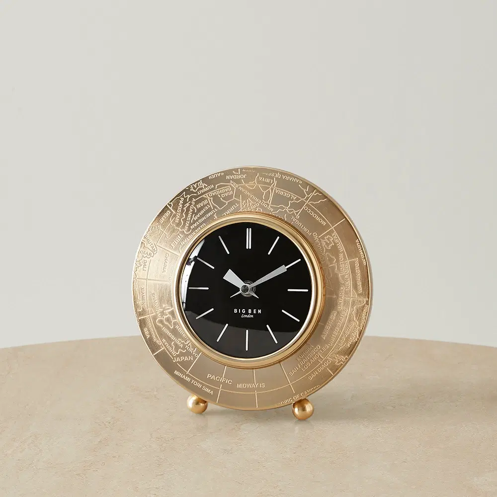 Miriam Matte Antique Brass Croc Pattern Table Clock