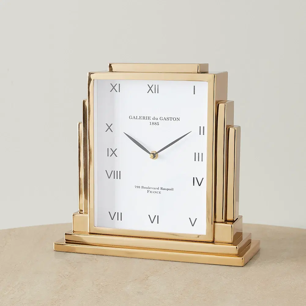 Clarita Matte Antique Brass Table Clock