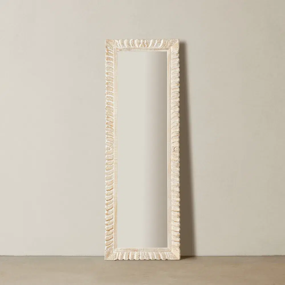 Apollo White Gold Wooden Rectangle Mirror