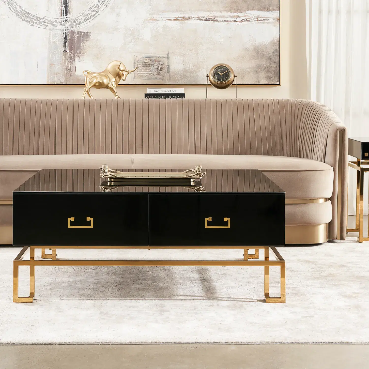 Luella Black 4-Drawer Coffee Table