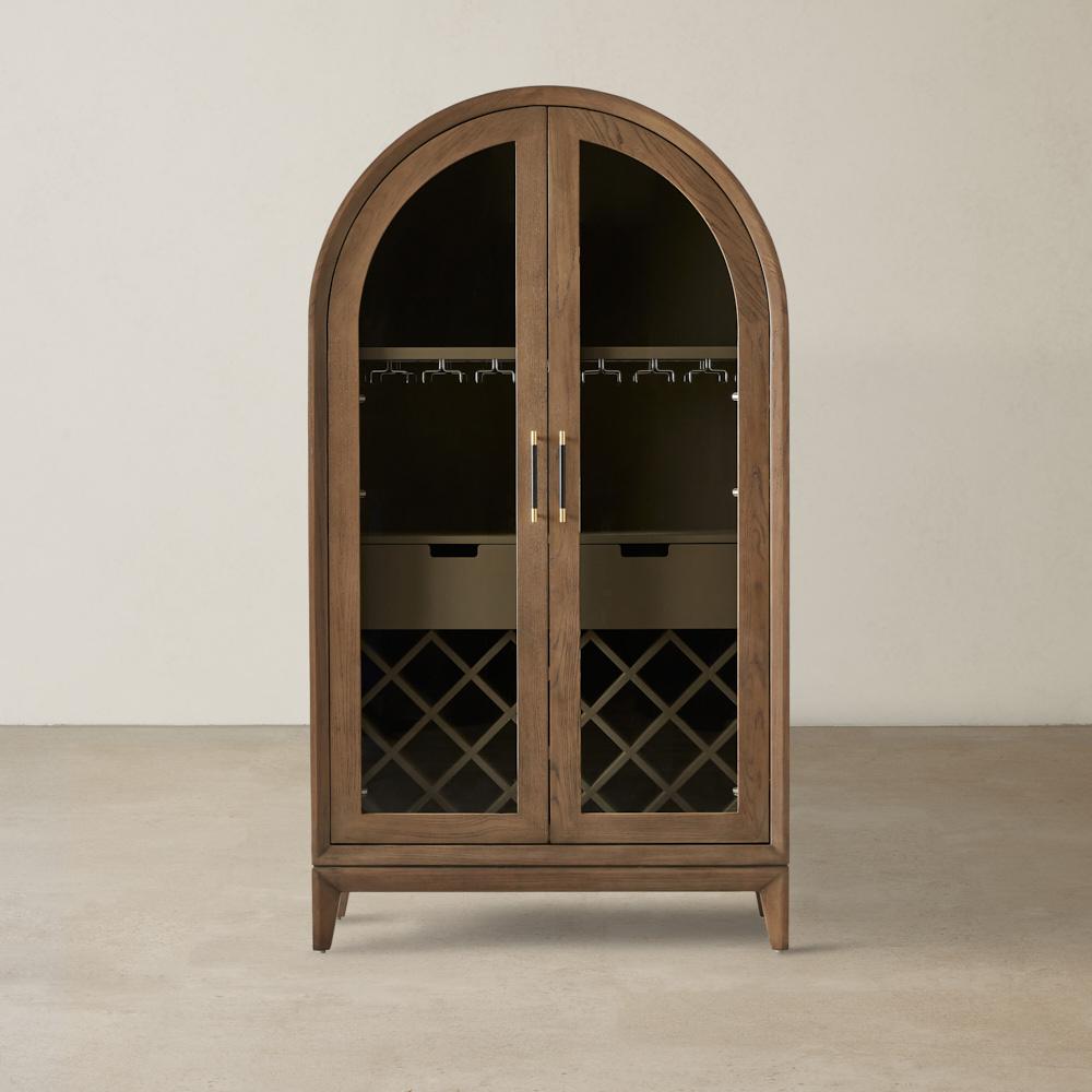 Fredrik Medium Brown Wooden Wine Display Cabinet