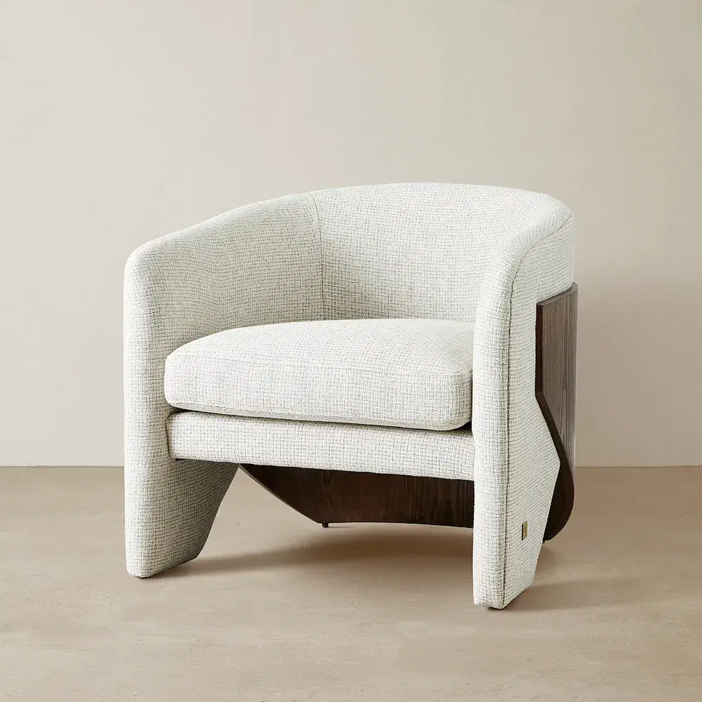 Finn Dove Grey Woven Fabric Occasional Chair