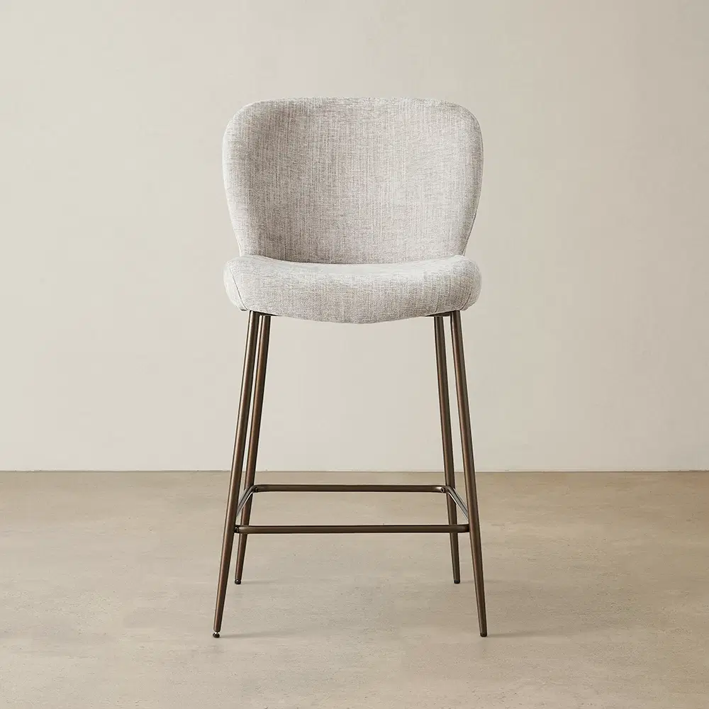 Hailey Vintage Grey Chenille Fabric 67cm Counter Stool - Bronze Legs