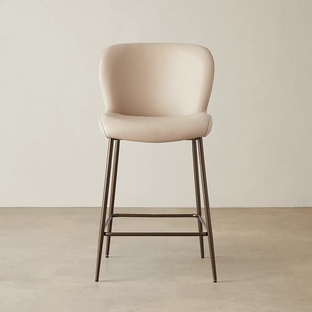 Hailey Sand Beige Vegan Leather 67cm Counter Stool - Bronze Legs