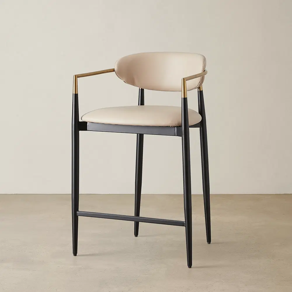 Amy Sand Beige Vegan Leather 67cm Counter Stool