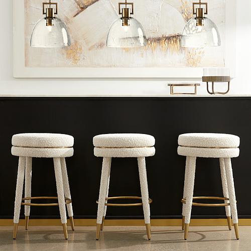Sylvie White Boucle 67cm Counter Stool