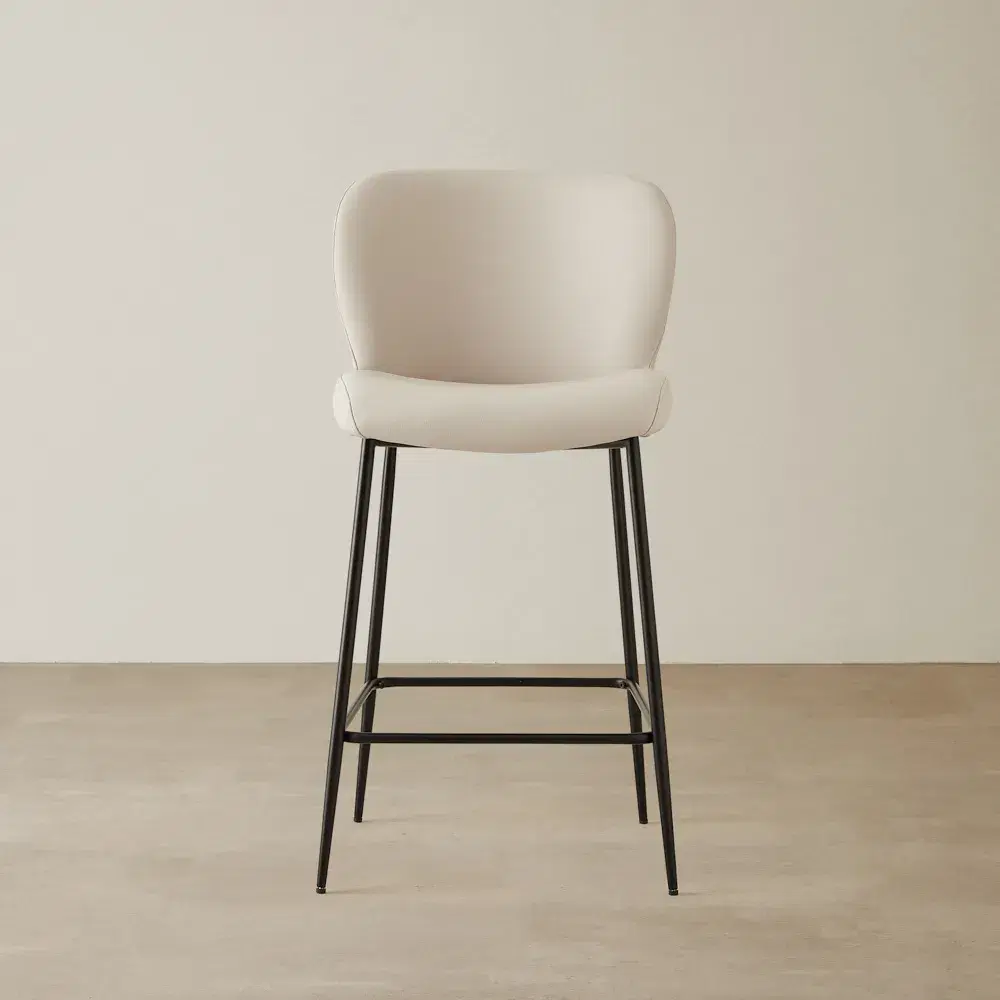 Hailey Glacier Grey Vegan Leather 67 cm Counter Stool - Black Legs