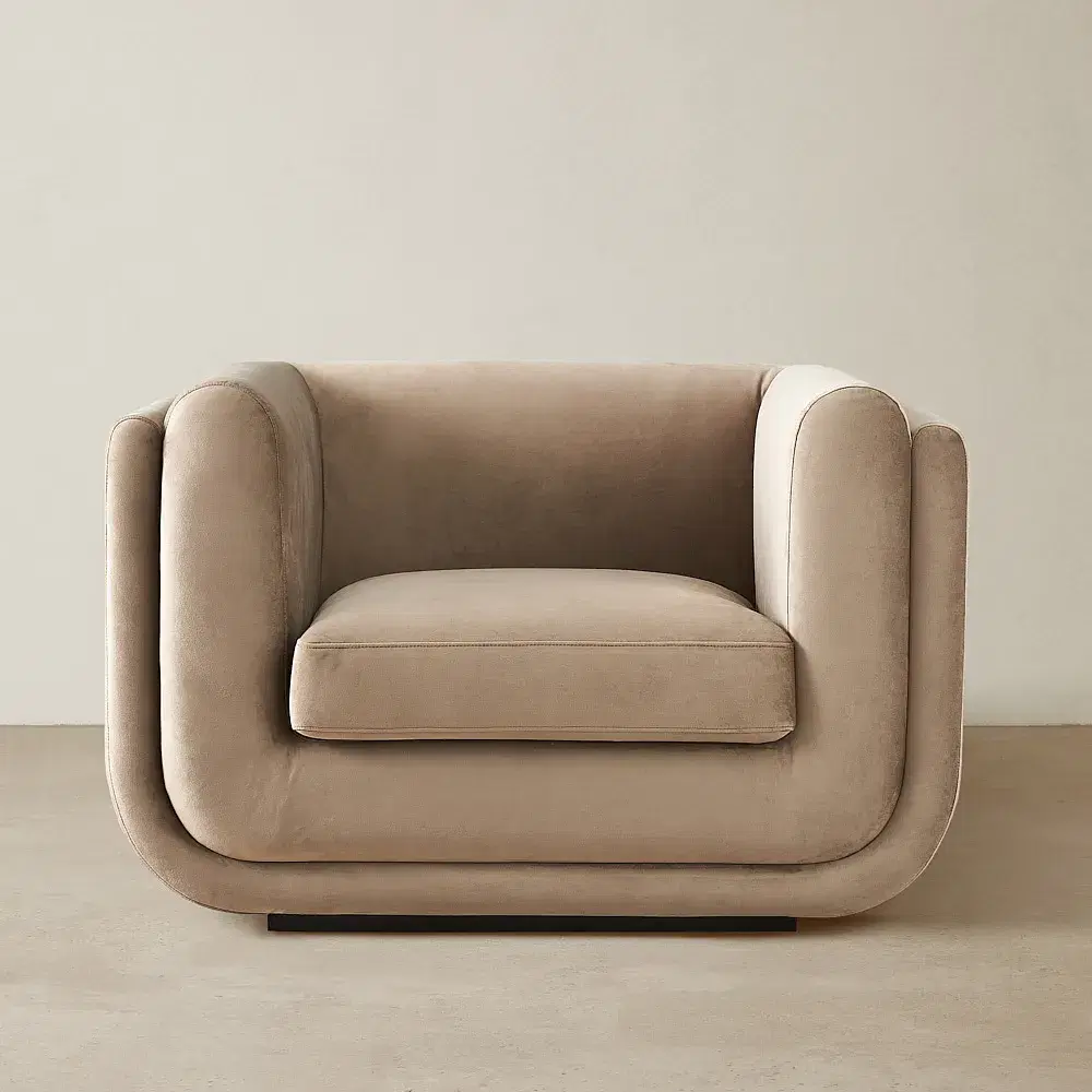 Clementine Beige Velvet Occasional Chair