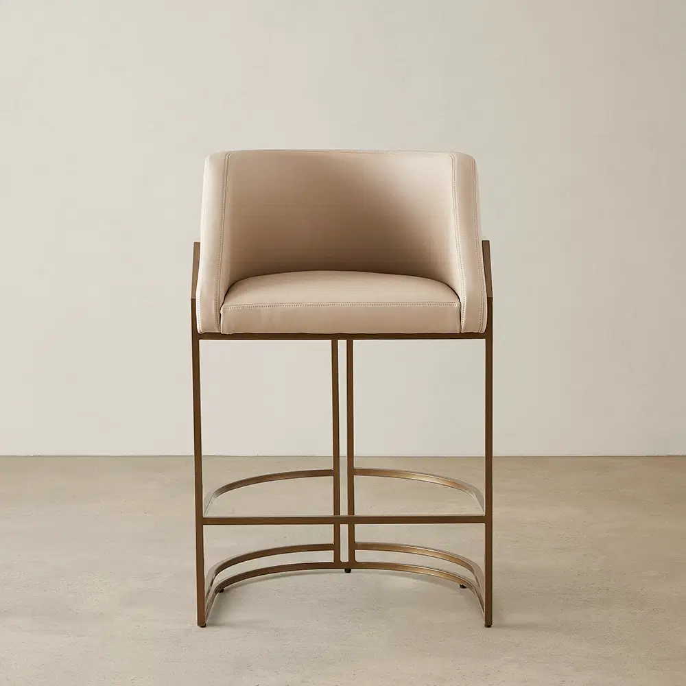 Laura Sand Beige Vegan Leather 67cm Counter Stool