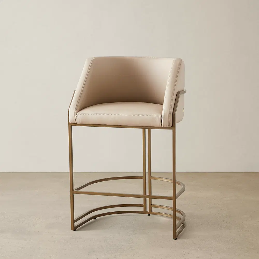 Laura Sand Beige Vegan Leather 67cm Counter Stool