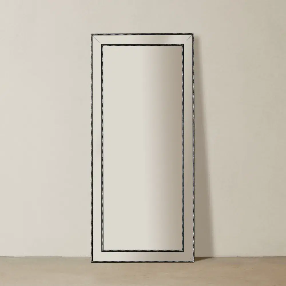 Embry Black Rectangle Wooden Mirror 200x90cm