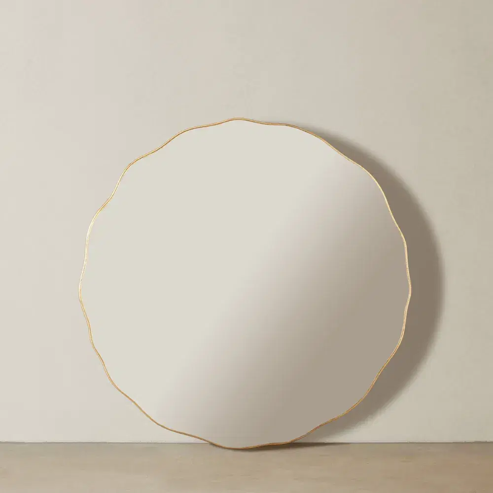 Harriet Antique Gold Round Wooden Mirror