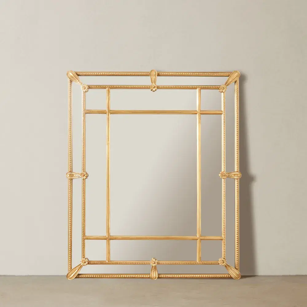 Von Antique Gold Rectangle Wooden Mirror 120x100cm