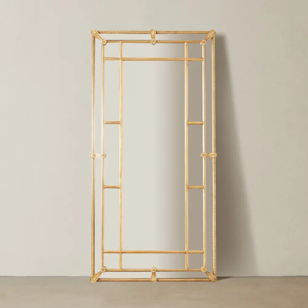 Von Antique Gold Rectangle Wooden Mirror 200x100cm