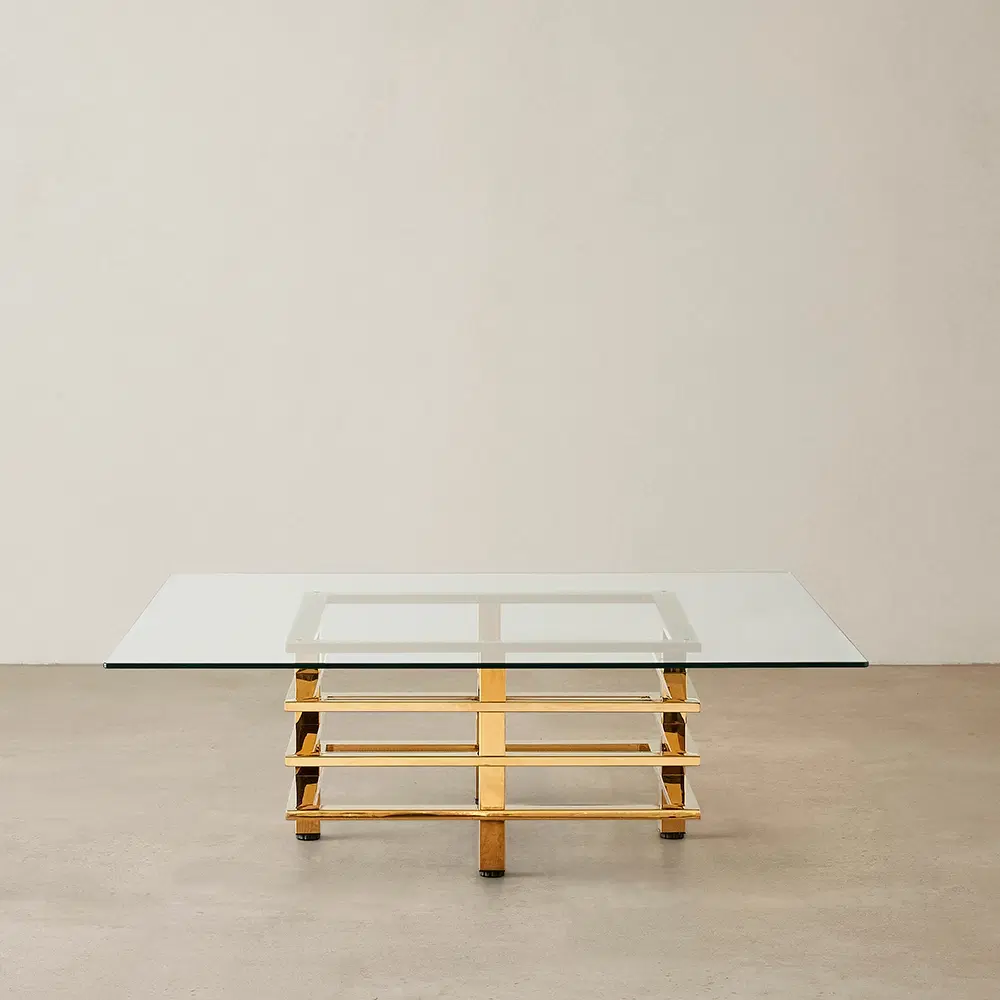 Clarette Gold Coffee Table - Clear Glass Top