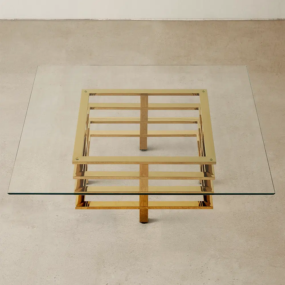 Clarette Gold Coffee Table - Clear Glass Top