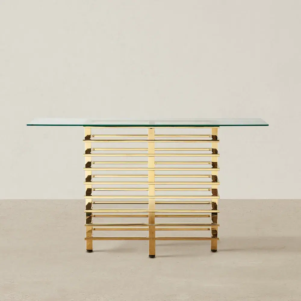Clarette Gold Console Table - Clear Glass Top