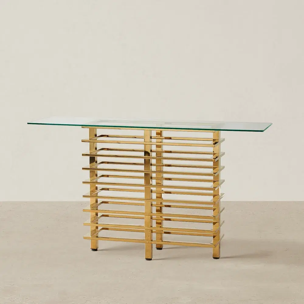 Clarette Gold Console Table - Clear Glass Top