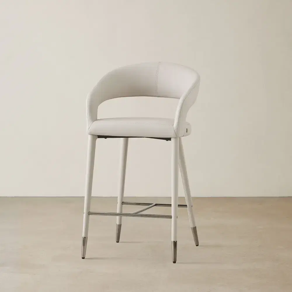 Moulin Glacier Grey Vegan Leather 66cm Counter Stool - Black Nickel Legs