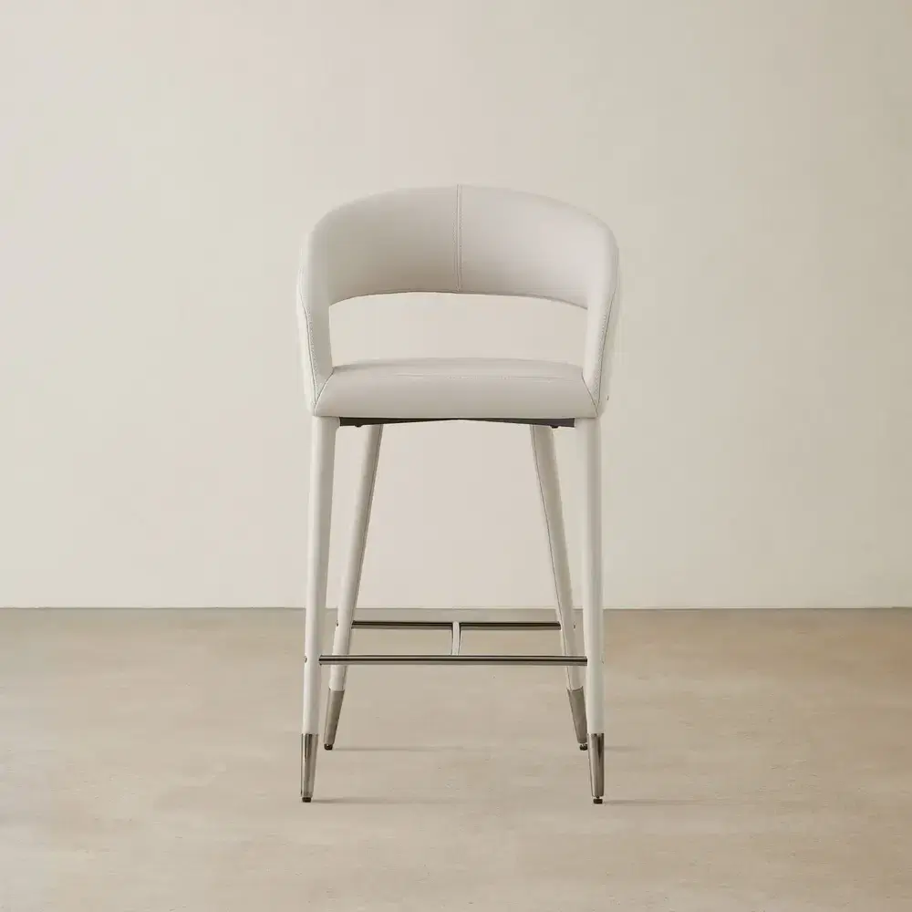 Moulin Glacier Grey Vegan Leather 66cm Counter Stool - Black Nickel Legs